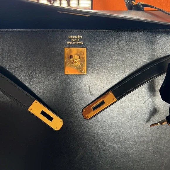 Hermes Kelly Sellier 35 in Black Box leather - Picture 2 of 16